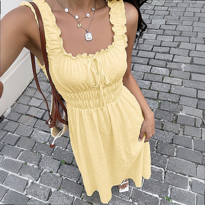 여름 민소매 스퀘어 넥 드레스 프렌치 빈티지 롱 드레스 - Boho Summer Beach Maxi Dress 리뷰 및 가격