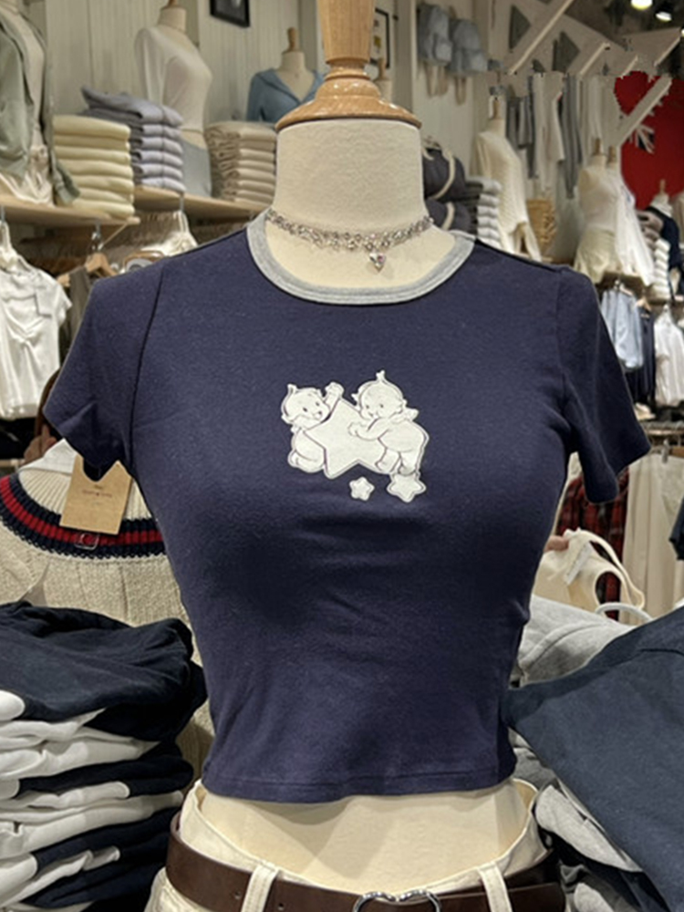 Angel Baby 여성용 그래픽 슬림 티셔츠, 빈티지 - Y2K Graphic Baby Tee Crop 리뷰 및 가격