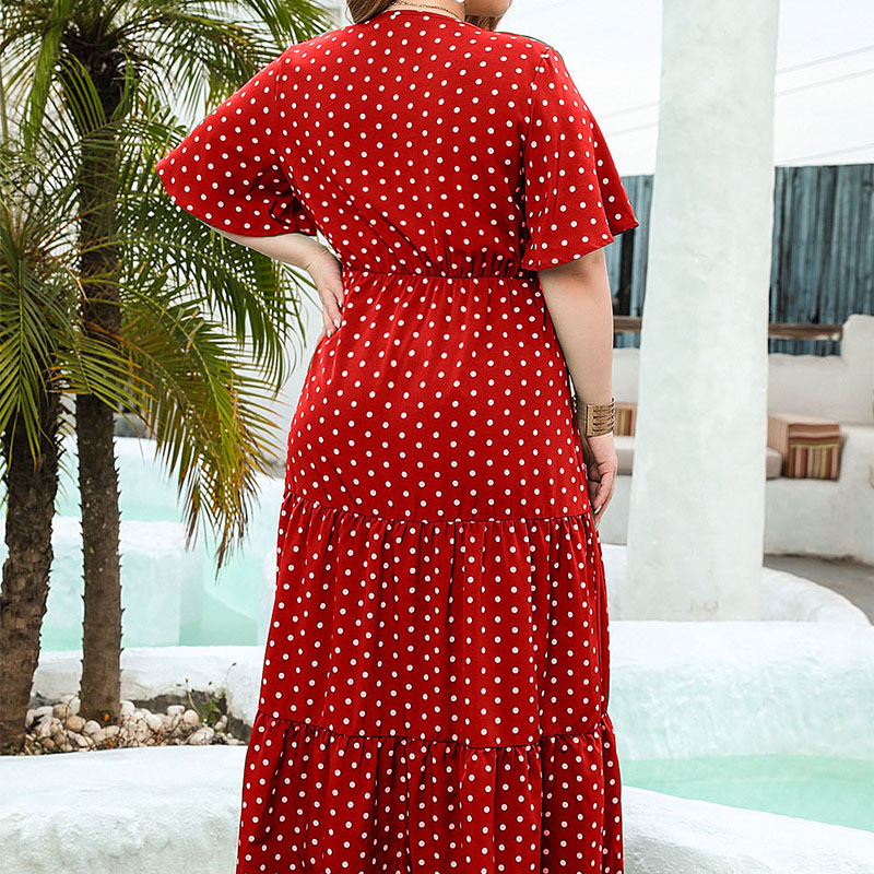 보헤미안 도트 프린트 V넥 여성 플러스 사이즈 반팔 여 - Boho Summer Beach Maxi Dress 리뷰 및 가격
