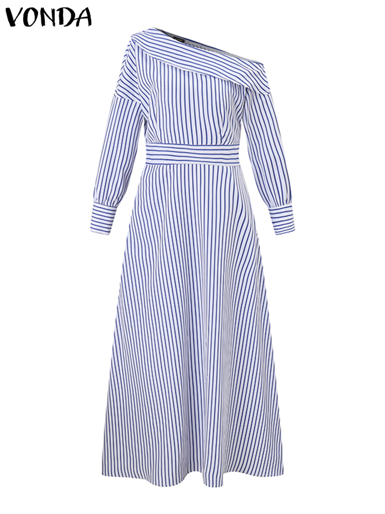 플러스 사이즈 5XL VONDA 우아한 드레스 2024 - Off Shoulder Puff Sleeve Sundress 리뷰 및 가격