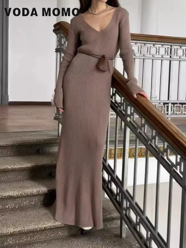 긴 소매 다목적 Bodycon 맥시 드레스 레트로 오피 - Bodycon Long Sleeve Ribbed Dress 리뷰 및 가격