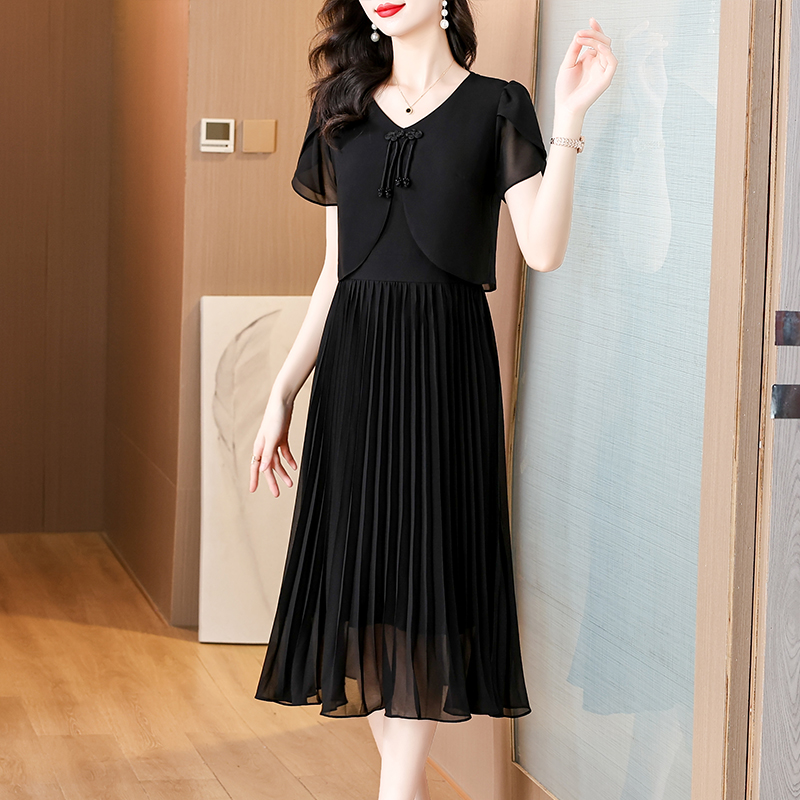 2025 여름 솔리드 쉬폰 캐주얼 미디 플리츠 드레스  - French Vintage Floral Midi Dress 리뷰 및 가격