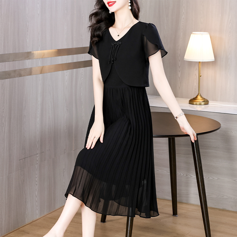 2025 여름 솔리드 쉬폰 캐주얼 미디 플리츠 드레스  - French Vintage Floral Midi Dress 리뷰 및 가격