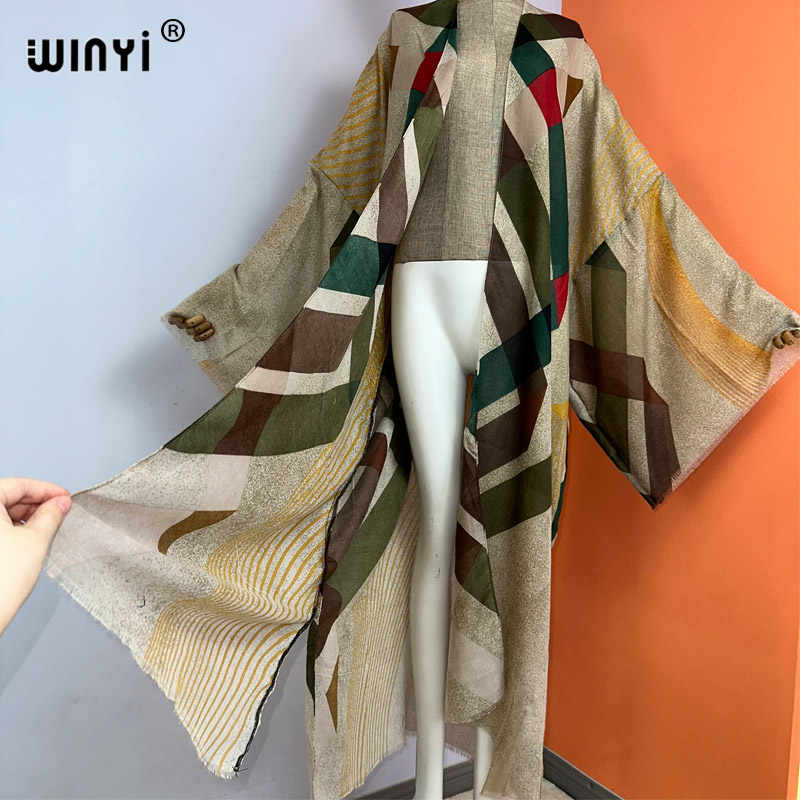 WINYI 기모노 여름 보호 프린트 카프탄 비치 수영복 - Boho Summer Beach Maxi Dress 리뷰 및 가격